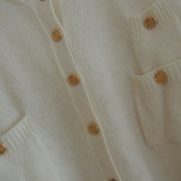 Ladies Sweater Size L Off White Wool Blend Cardigan w/Brass Buttons $85 Value - Picture 2 of 9